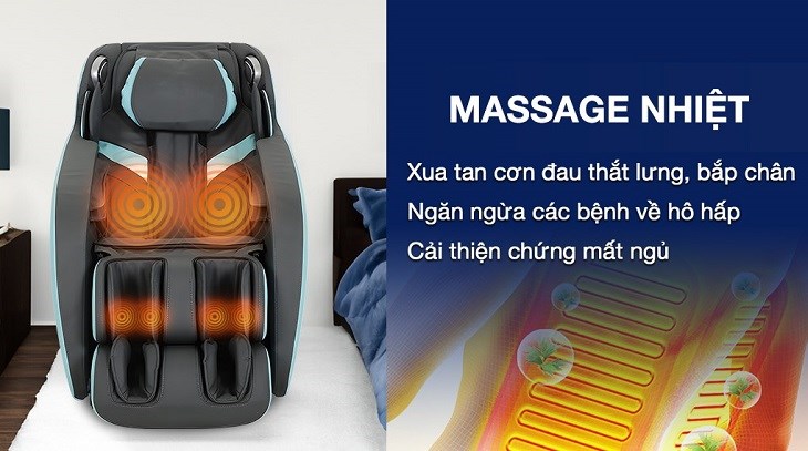 Massage nhiệt trên ghế massage Poongsan MCP-151 giúp sưởi ấm cơ thể và tăng cường hệ miễn dịch