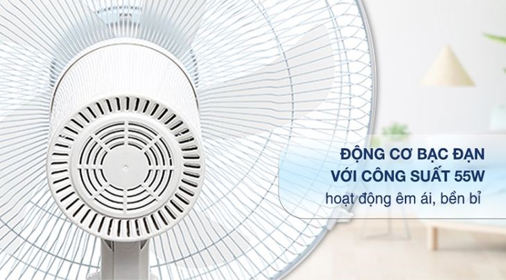 Quạt đứng Kangaroo KG725 sử dụng motor bạc đạn giúp quạt hoạt động bền bỉ, cho hiệu năng làm mát cao