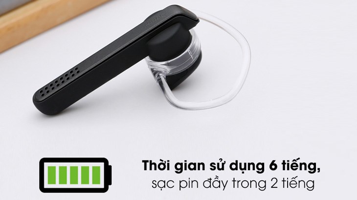 Tai nghe Bluetooth Jabra Talk 45 có thời lượng pin lên đến 6 tiếng để bạn có thể yên tâm mang tai nghe theo bên mình