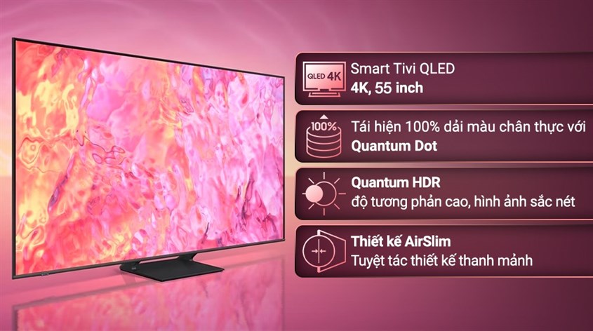 Smart Tivi QLED 4K 55 inch Samsung QA55Q60C với thiết kế tinh giản