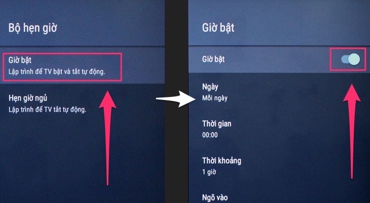 Hẹn giờ bật tắt cho tivi