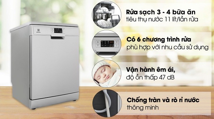 Máy rửa chén độc lập Electrolux ESF5512LOX sở hữu 6 chương trình rửa đa dạng cho người dùng sử dụng