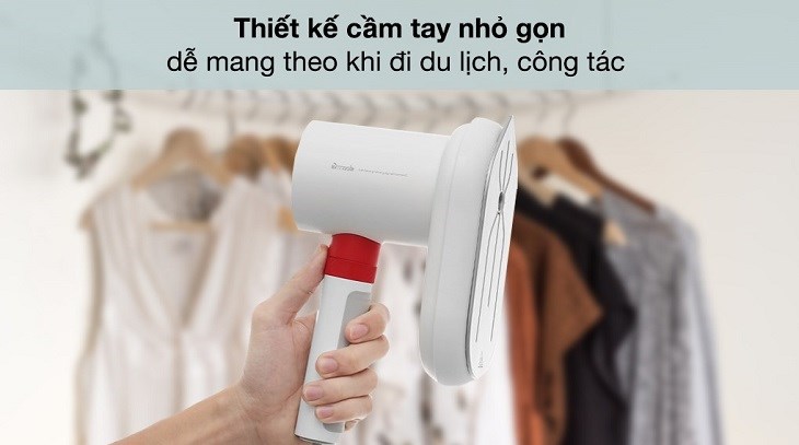 Bàn ủi hơi nước cầm tay diệt khuẩn Deerma HS218 1000W có thiết kế nhỏ gọn, dễ dàng mang đi mọi nơi