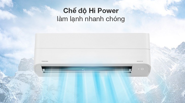 Máy lạnh Toshiba Inverter 1 HP RAS-H10Z1KCVG-V được trang bị chế độ Hi Power giúp làm lạnh nhanh chóng hơn