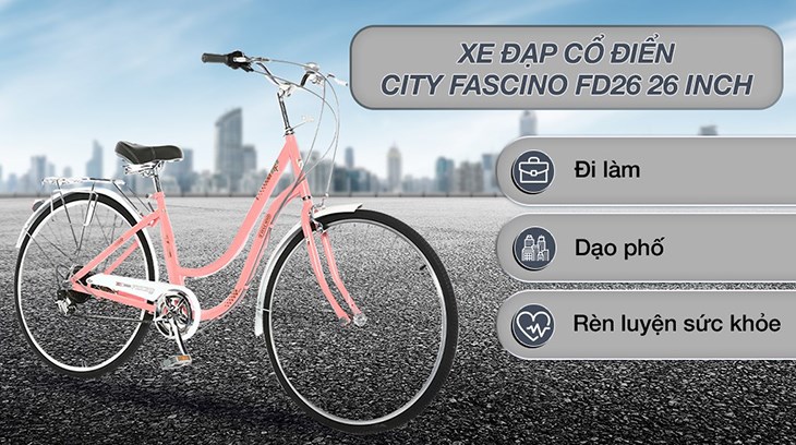 Xe đạp đường phố City Fascino FD26 26 inch phù hợp cho người lớn tuổi rèn luyện sức khỏe