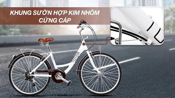 Xe đạp đường phố City Totem Chris 26 inch Size M sở hữu khung sườn hợp kim nhôm chịu tải trọng đến 100kg