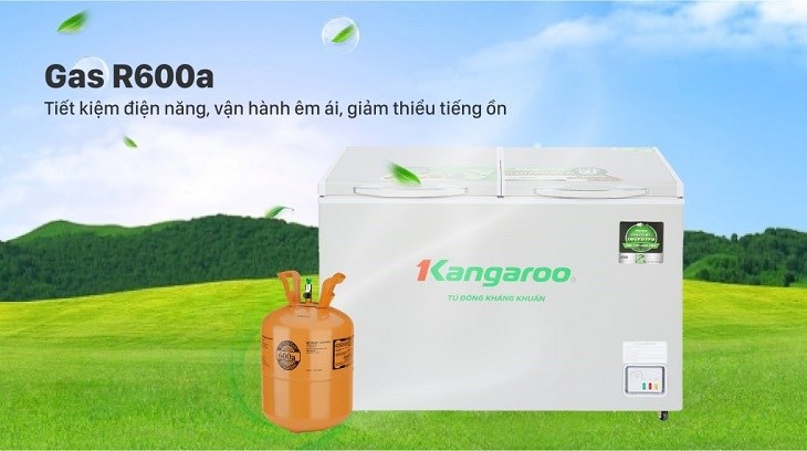 Tủ đông Kangaroo Inverter 286 lít KGFZ290IC1 sử dụng gas R600a giúp giảm tiếng ồn đáng kể