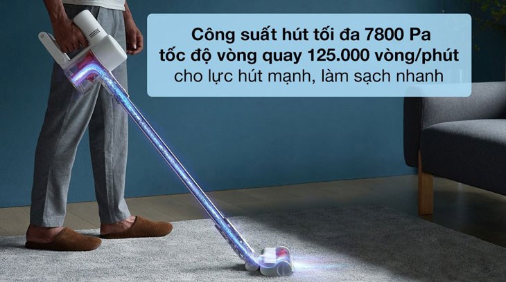 Máy hút bụi không dây Xiaomi Vacuum Cleaner G10 hoạt động với công suất 50W giúp bạn dọn sạch không gian sống một cách hiệu quả