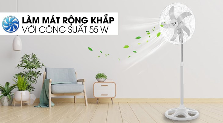 Quạt đứng Asia 5 cánh VY539790 55W có thể mang đến làn gió mát tự nhiên, làm dịu bầu không gian nhanh chóng nhờ sở hữu công suất 55W