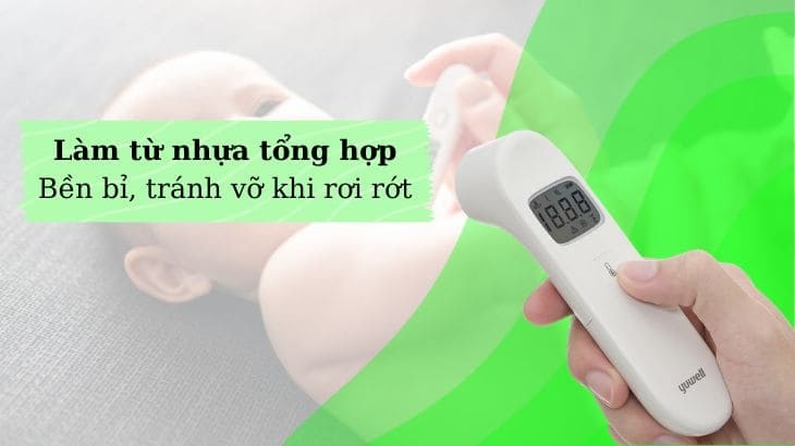 Nhiệt kế điện tử hãng Yuwell được làm từ nhựa tổng hợp bền bỉ, tránh vỡ khi rơi rớt