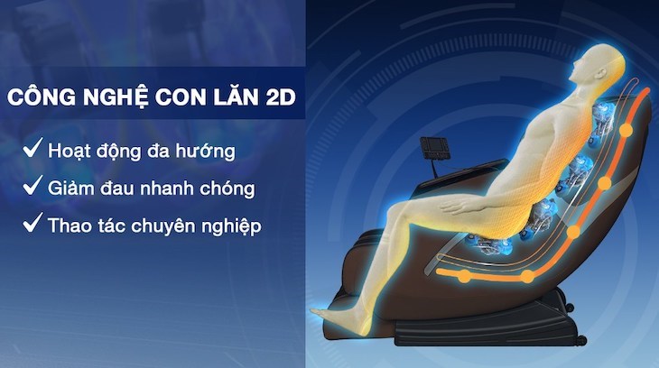 Ghế massage Daikiosan DKGM-00002 xoa dịu cơn đau nhức hiệu quả nhờ con lăn 2D