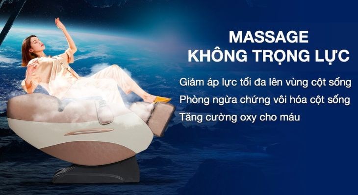 Ghế Massage Fuji Luxury FJ 350 áp dụng công nghệ không trọng lực giúp giảm áp lực lên vùng cột sống