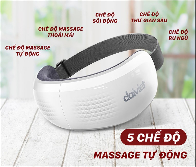 Máy massage mắt Daikiosan DVMM-00001 với 5 chế độ massage, đáp ứng tối đa nhu cầu sử dụng