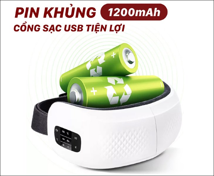 Máy massage mắt Daikiosan DVMM-00001 có dung lượng khủng 1200 mAh cho thời gian sử dụng lâu