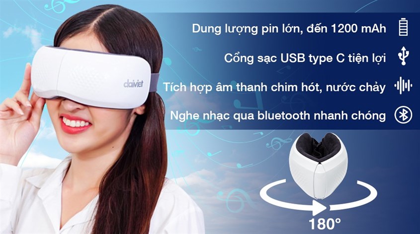 Máy massage mắt Daikiosan DVMM-00001 được tích hợp kết nối bluetooth giúp bạn vừa nghe nhạc, vừa thư giãn