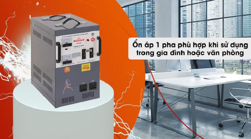 Ổn áp Robot 1 pha 10KVA 150 phù hợp sử dụng ở văn phòng và gia đình