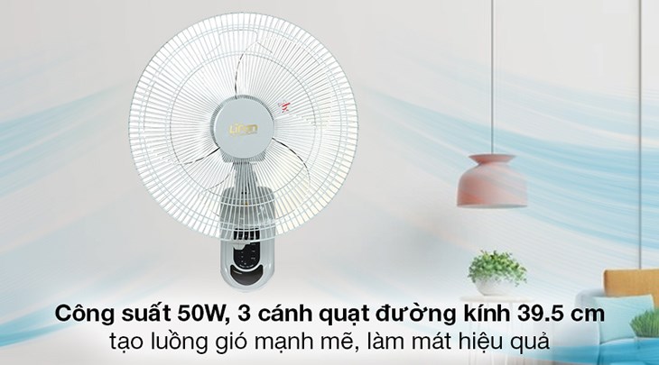 Quạt treo Lifan TE-1688 sở hữu 3 cánh quạt có đường kính 39.5, giúp làm mát hiệu quả