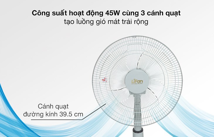 Quạt lửng Lifan QL-216 có khả năng tạo ra luồng gió mát và đều với công suất 45W