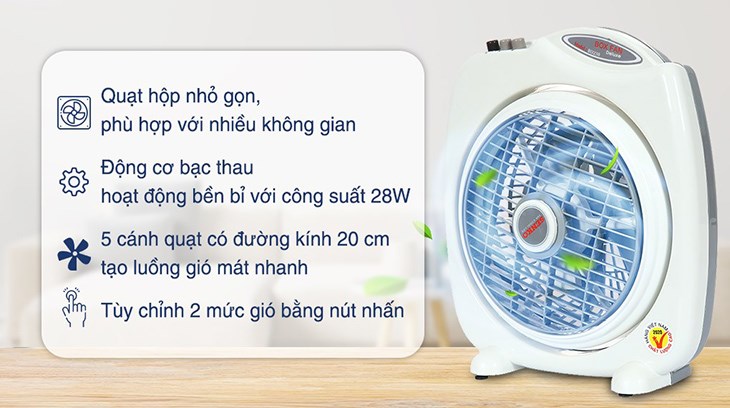 Quạt hộp Senko BD230 sở hữu kiểu dáng nhỏ gọn, chỉ nặng 1.5kg