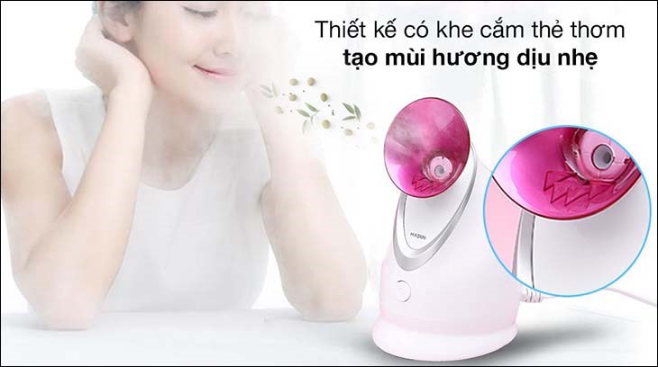 Máy xông hơi mặt nano nóng K.SKIN KD2331A  có thiết kế khe cắm thẻ thơm giúp bạn tự do xông mặt với mùi hương yêu thích