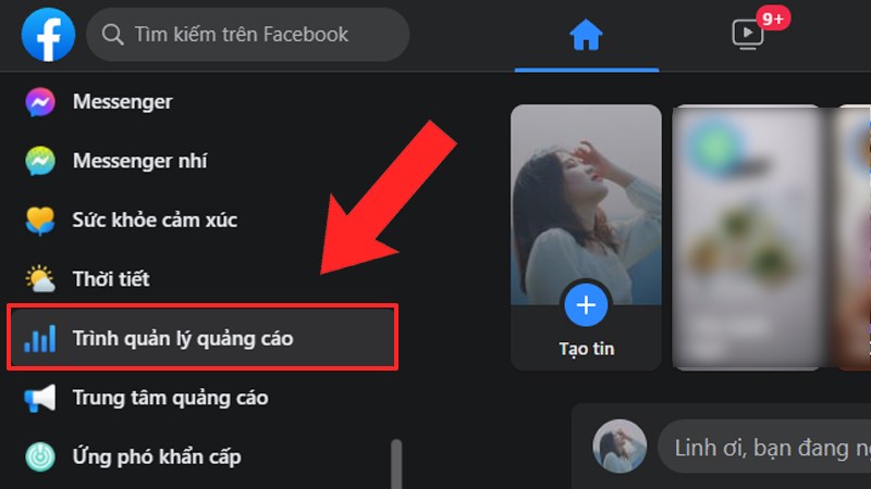 Bạn truy cập vào mục Trình duyệt quản lý trên giao diện FaceBook