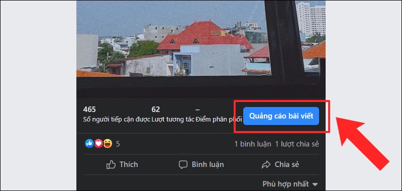 Bấm vào nút tạo quảng cáo ngay tại bài viết mà bạn muốn quảng cáo