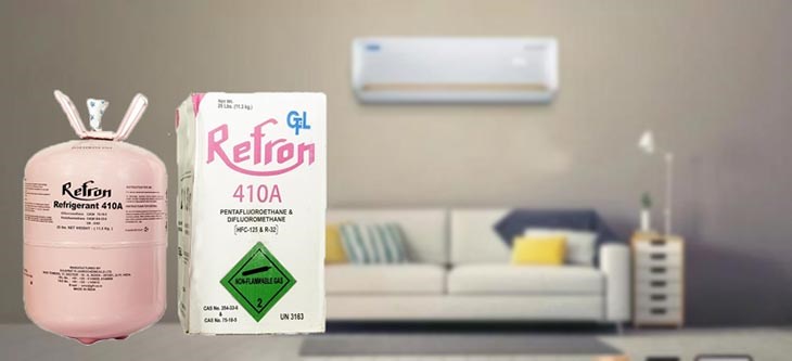 Gas R410A là môi chất lạnh sử dụng để làm lạnh, có thành phần hóa học là HCFC22