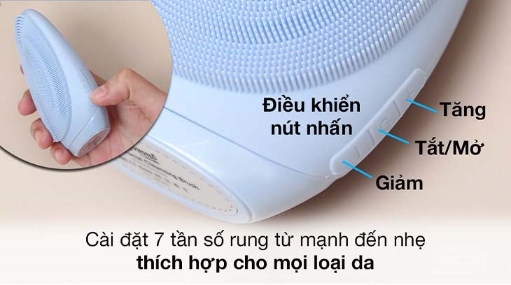 Máy rửa mặt Emmié được trang bị 7 tần số rung khác nhau từ mạnh đến nhẹ, phù hợp với mọi loại da