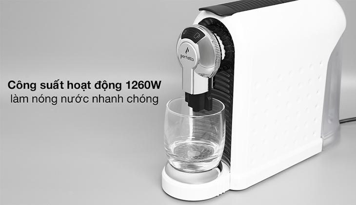 Máy pha cà phê Espresso Perfetto P.08 Trắng cung cấp nhanh chóng những tách cà phê thơm ngon với công suất hoạt động 1260W