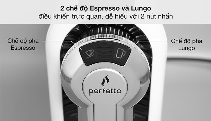 Máy pha cà phê Espresso Perfetto P.08 Trắng có 2 chế độ Espresso và Lungo tiện dụng