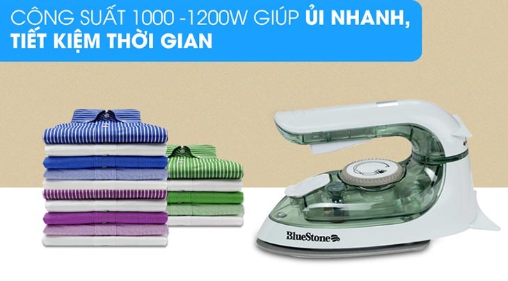 Bàn ủi hơi nước BlueStone SIB-3819 1200W trang bị công suất 1000 - 1200W rút ngăn thời gian ủi áo quần, thích hợp cho người bận rộn