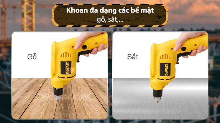 Máy khoan điện Dewalt DWD014-B1 550W khoan tốt trên các bề mặt gỗ và sắt