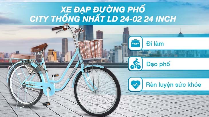 Xe đạp đường phố City Thống Nhất LD 24-02 24 inch chỉ thích hợp để di chuyển trên các địa hình bằng phẳng 