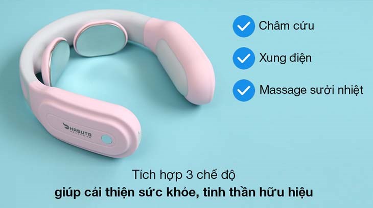 Máy massage cổ, vai, gáy HASUTA HMN-160 (Màu hồng) được tích hợp 3 chế độ massage giúp cải thiện sức khỏe hữu hiệu 