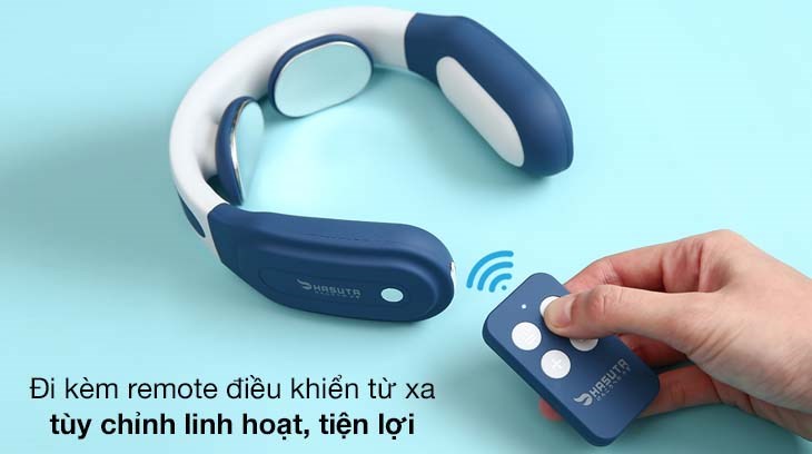 Máy massage cổ, vai, gáy HASUTA HMN-160 (Màu xanh) được trang bị điều khiển từ xa, cho phép người dùng tùy chỉnh linh hoạt