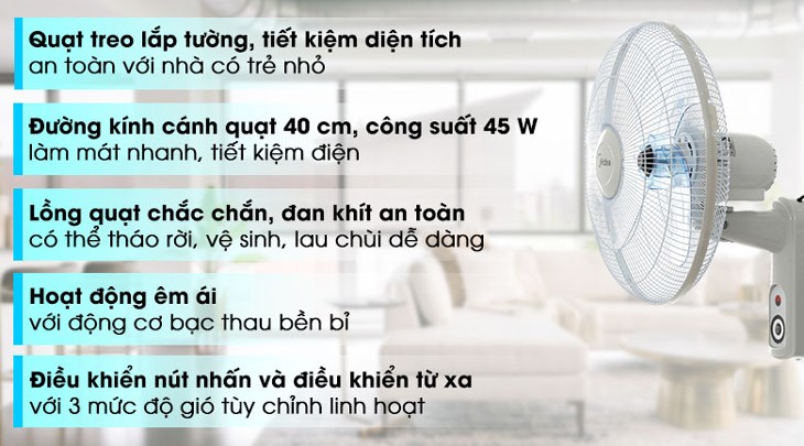 Quạt treo Midea FW40-15VFR được bán với giá 900.000 đồng (cập nhật 05/2023 và có thể thay đổi theo thời gian)