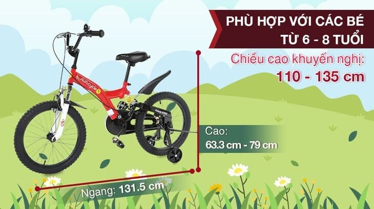 Xe Đạp Trẻ Em AVACycle Feixia JK912-18 18 inch phù hợp cho trẻ em từ 6 - 8 tuổi với chiều cao từ 110 - 135cm