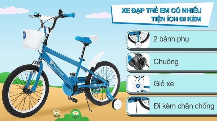 Xe Đạp Trẻ Em AVACycle Yellow JK907-18 18 inch được trang bị 2 bánh phụ giúp bé tự tin đạp xe mà không sợ té ngã