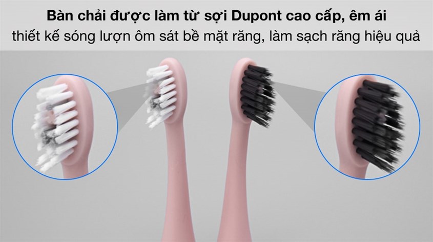 Bàn Chải Điện Halio Sonic Whitening Toothbrush PRO Rose Gold có lông bàn chải làm từ sợi Dupont mềm mại không gây trầy xước nướu