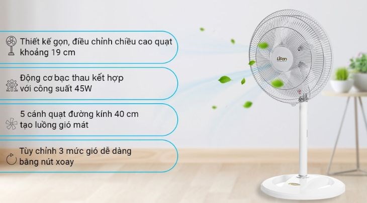 Quạt đứng Lifan Đ-616A tạo làn gió mát nhanh và rộng, giúp luân chuyển không khí khắp phòng tốt hơn