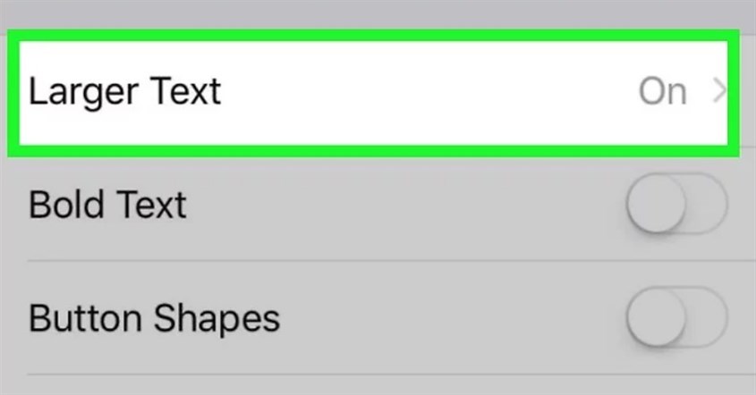 Tiếp theo, bạn chọn mục Large Text