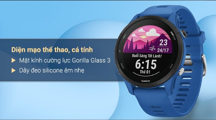 Đồng hồ thông minh Garmin Forerunner 255 45.6mm có dây đeo silicone êm nhẹ