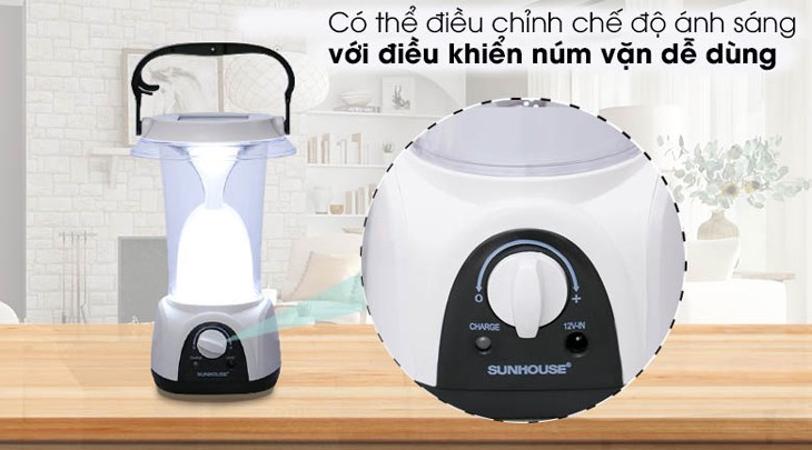 Bạn có thể điều chỉnh độ sáng của đèn sạc năng lượng mặt trời Sunhouse SHE-6899S qua núm vặn đơn giản