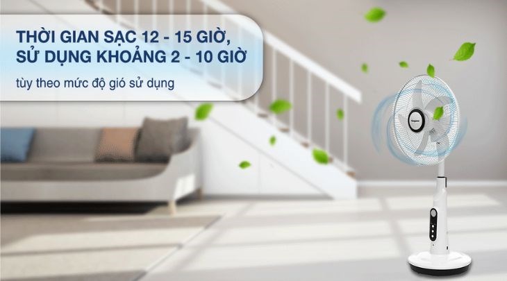 Quạt sạc điện Kangaroo KG738 cho thời gian sử dụng từ 2 - 10 tiếng tùy theo mức độ gió mà bạn sử dụng