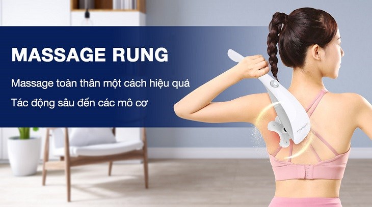 Các đầu massage của máy massage cầm tay Poongsan MHP-025 được làm từ silicon mềm mại, tác động sâu đến các mô cơ hiệu quả