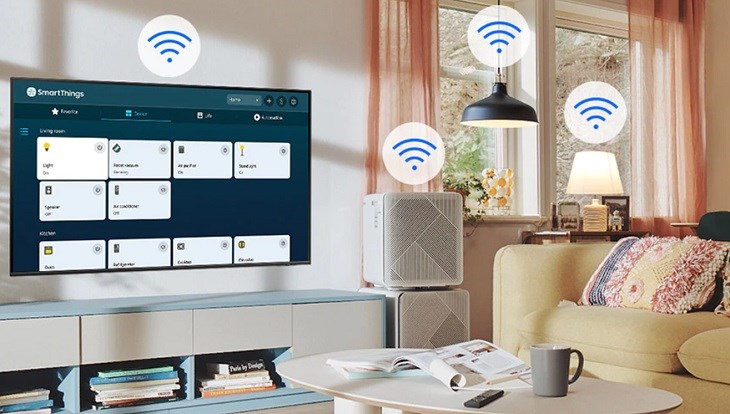 Nhờ khả năng kết nối Bluetooth, Smart Tivi QLED 4K 75 inch Samsung QA75Q80C có thể kết nối với nhiều thiết bị điều khiển khác, thuận tiện cho việc sử dụng