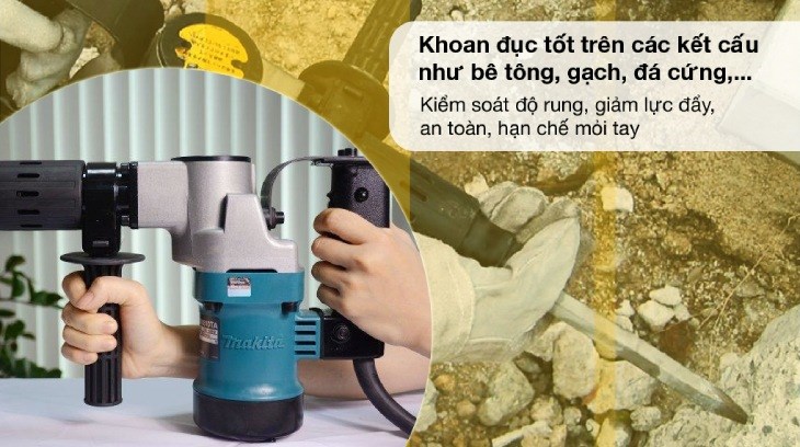 Máy đục bê tông điện Makita HM0810TA 900W bảo hành chính hãng 6 tháng tại các trung tâm bảo hành hãng