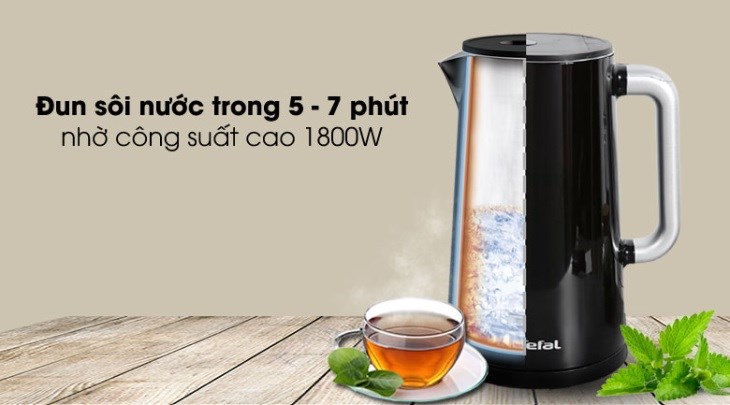 Bình đun siêu tốc Tefal KO850810 có công suất đun lớn, tiết kiệm thời gian chờ đợi