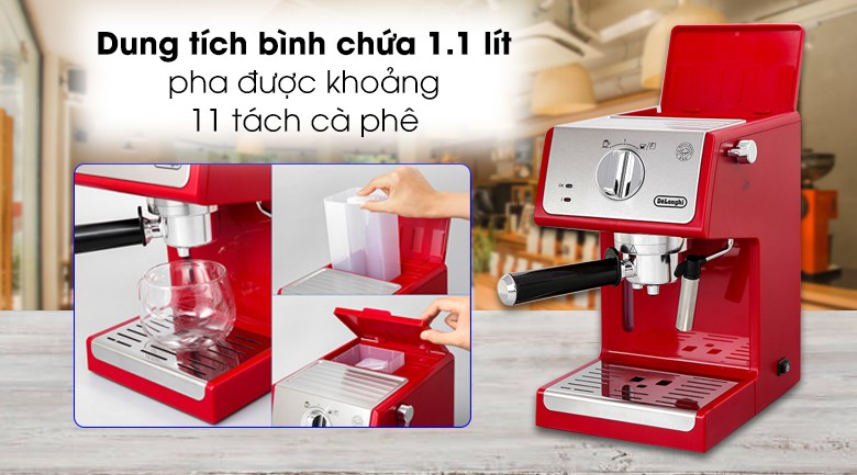 Máy Pha Cà Phê Delonghi ECP33.21.R có thể cho ra 2 ly cà phê thơm ngon cùng lúc với 2 vòi nhỏ giọt 