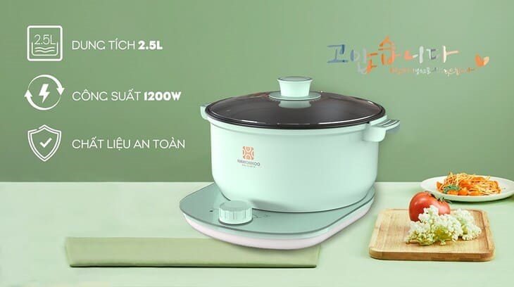 Nồi lẩu điện Hawonkoo HEH-100-GE 2.5 lít được bảo hành chính hãng 1 năm tại các trung tâm bảo hành Điện máy XANH